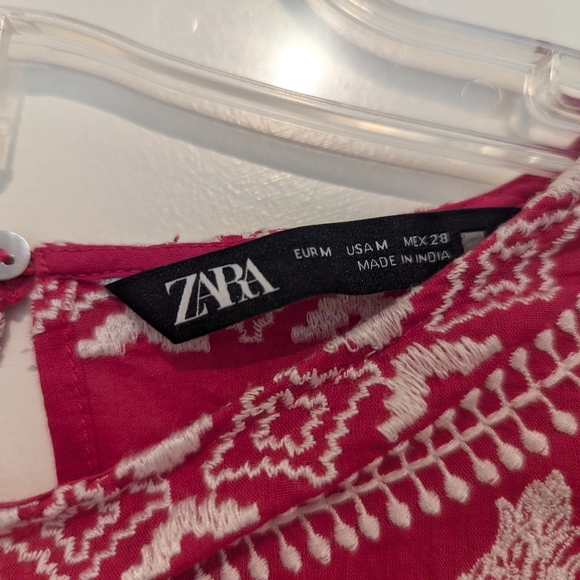 SZ M zara blouse 100 cotton embroidered. Made in India used once so like new - Picture 4 of 5